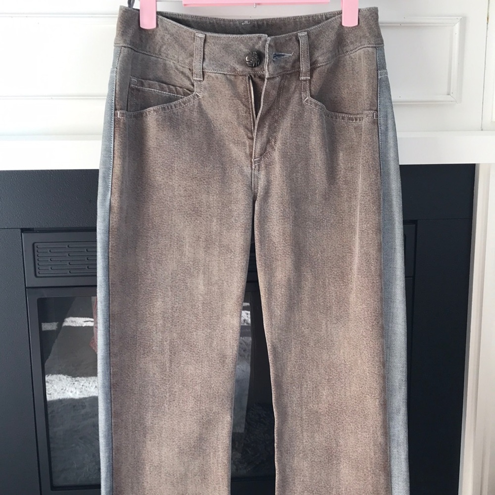 Chanel  2 tone Brown/Grey Made in Italy 34 Straight leg adjust to flare waist 26